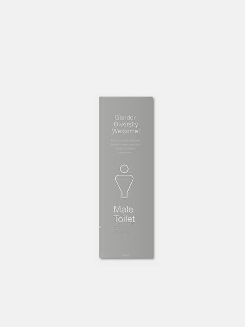 Inclusive Male Toilet Classic Signage with Gender Diversity Welcome Statement