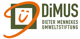 Logo der DiMUS Umweltstiftung mit Schriftzug und stilisiertem Logo in grün-orange