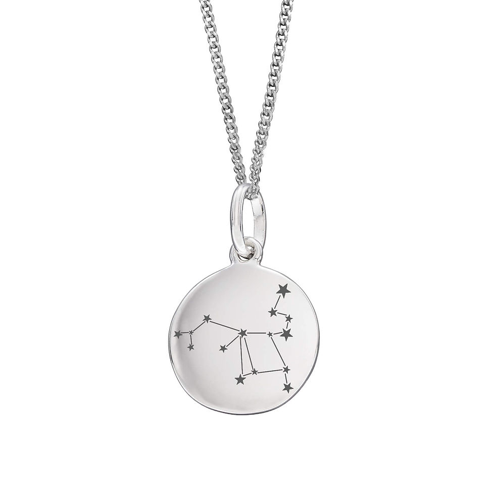 Thumbnail: Sterling Silver Engraved Zodiac Constellation Disc Necklace