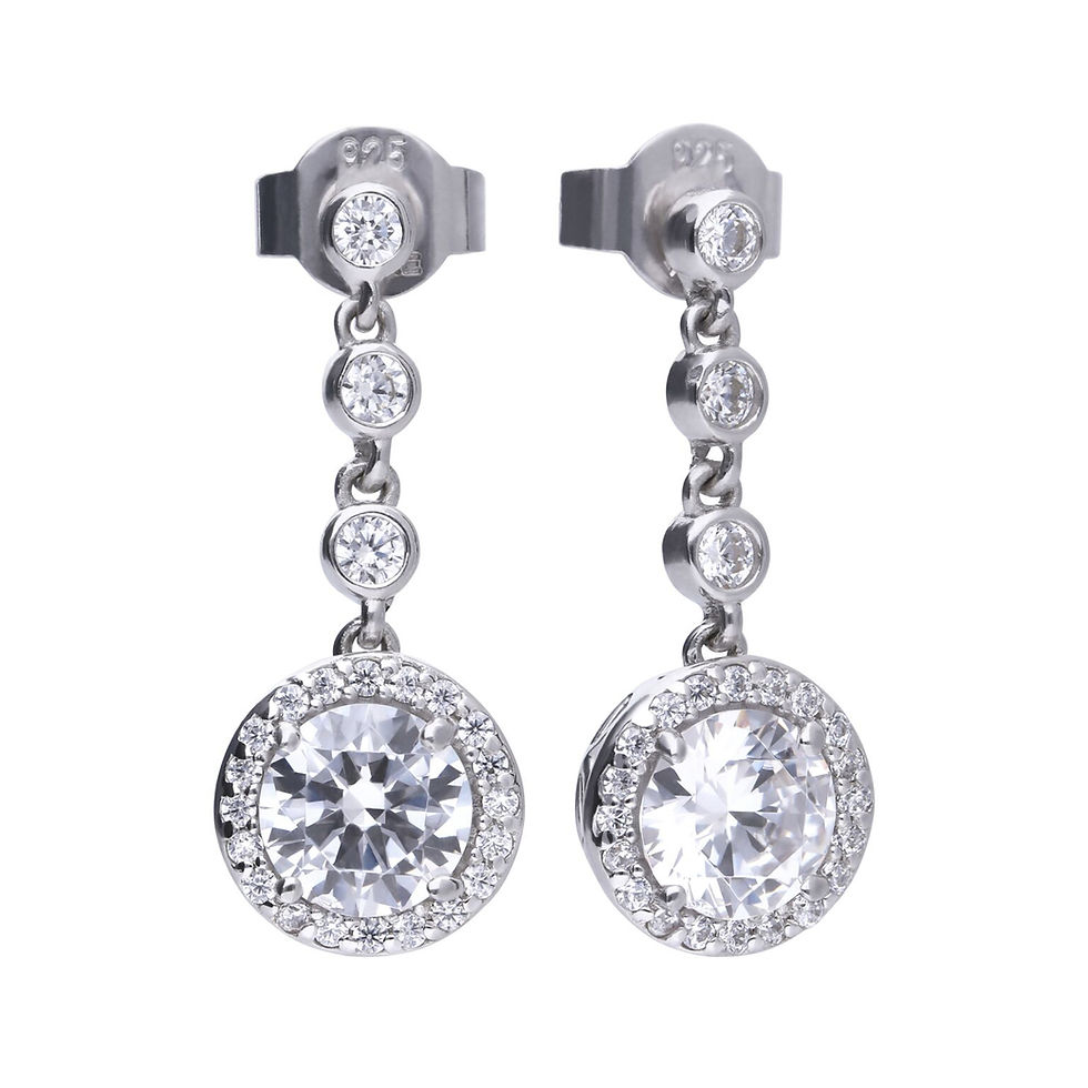 Round Zirconia Cluster Drop Earrings