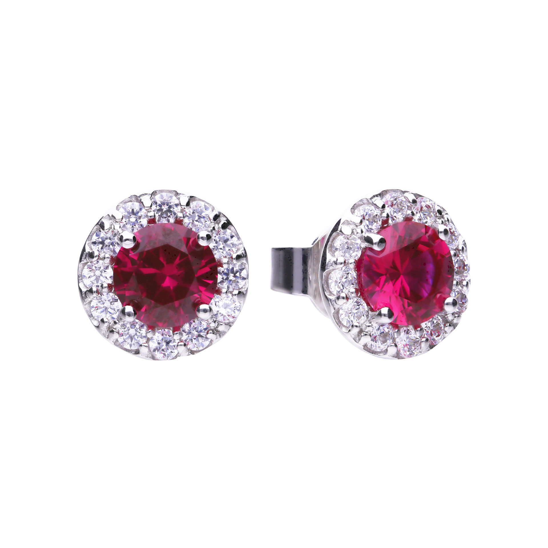 Ruby Red Zirconia Round Solitaire Earrings