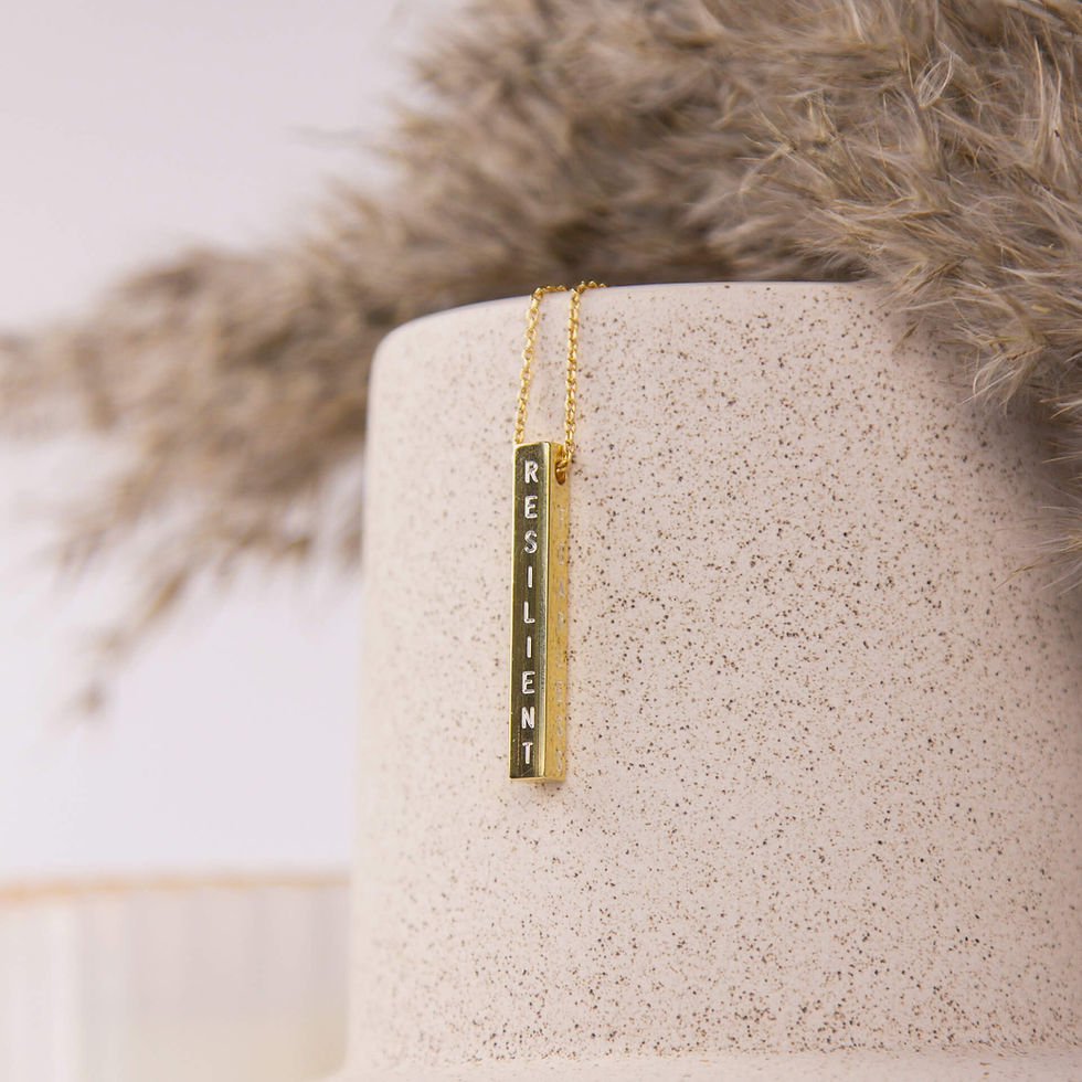 Thumbnail: Yellow Gold Plated Vertical Bar Necklace