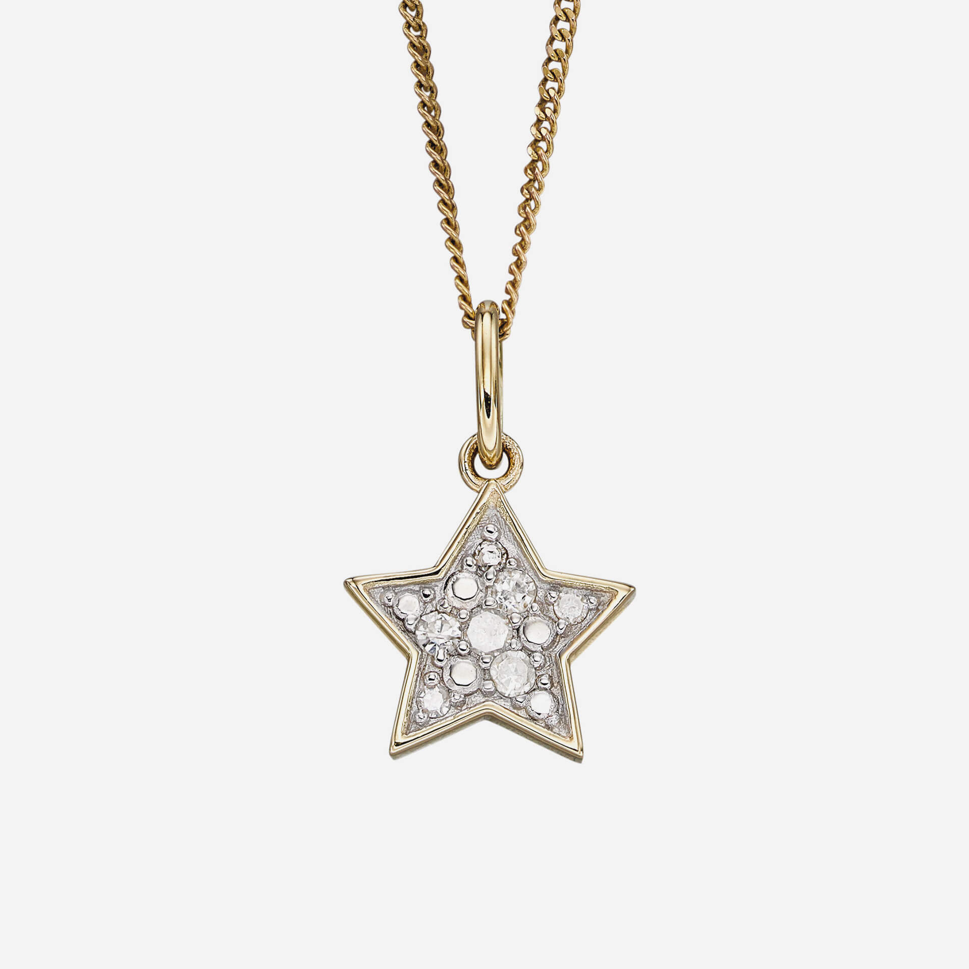 9ct Yellow Gold Star Necklace with Diamonds