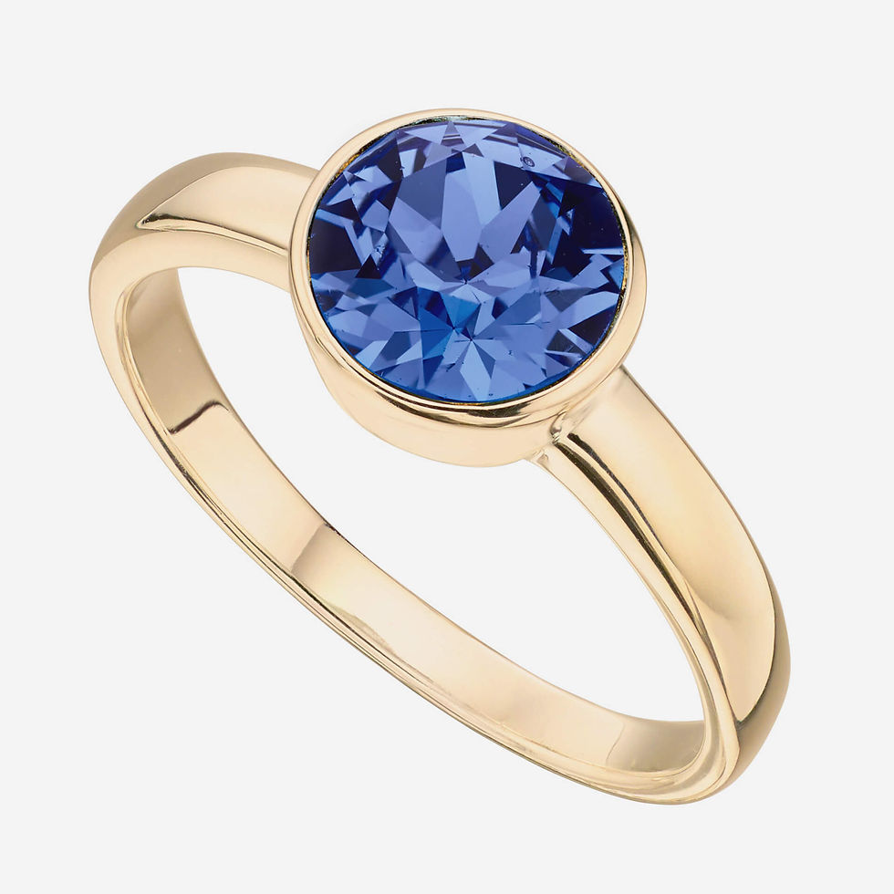 Thumbnail: Yellow Gold Plated Sterling Silver Crystal Birthstone Ring