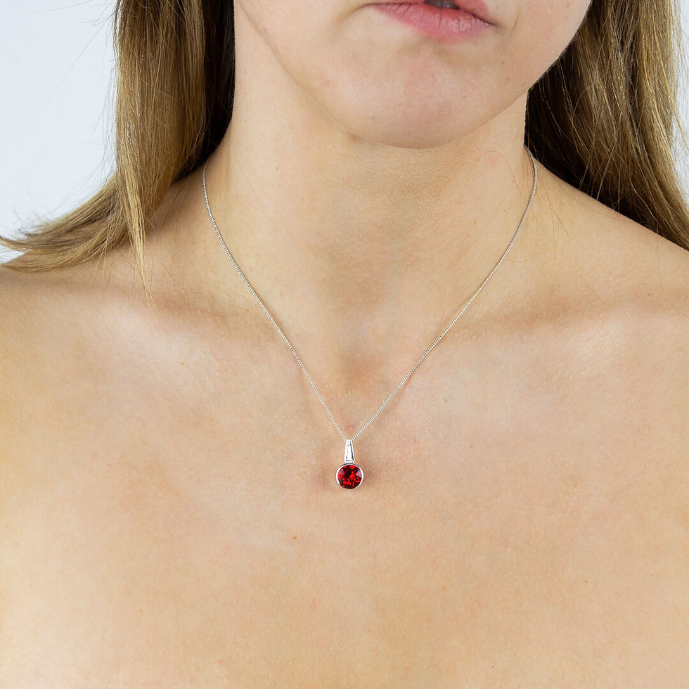 Thumbnail: Pillar Round Drop Necklace with Crystal