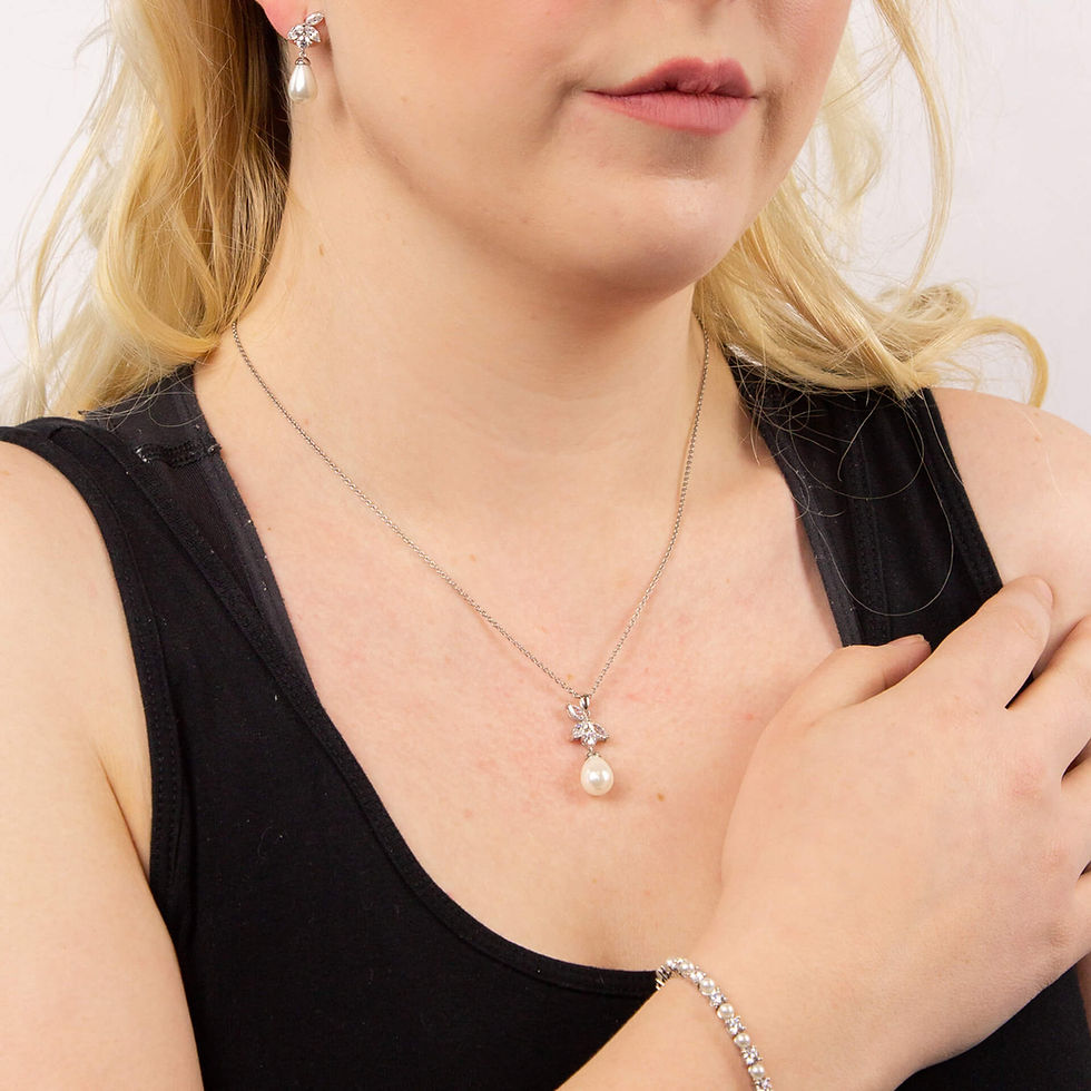 Thumbnail: Diamonfire Pearl and Zirconia Tennis Bracelet