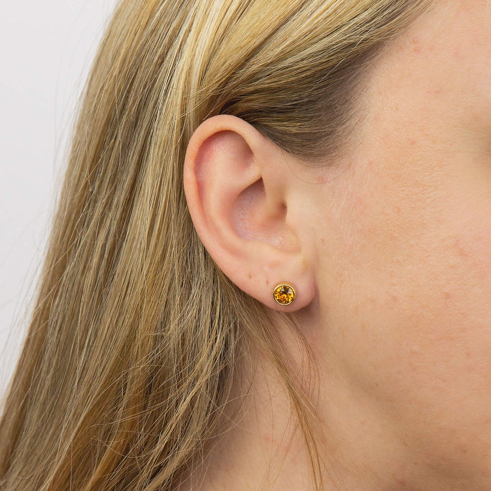 Thumbnail: Yellow Gold Plated Sterling Silver Crystal Birthstone Earrings