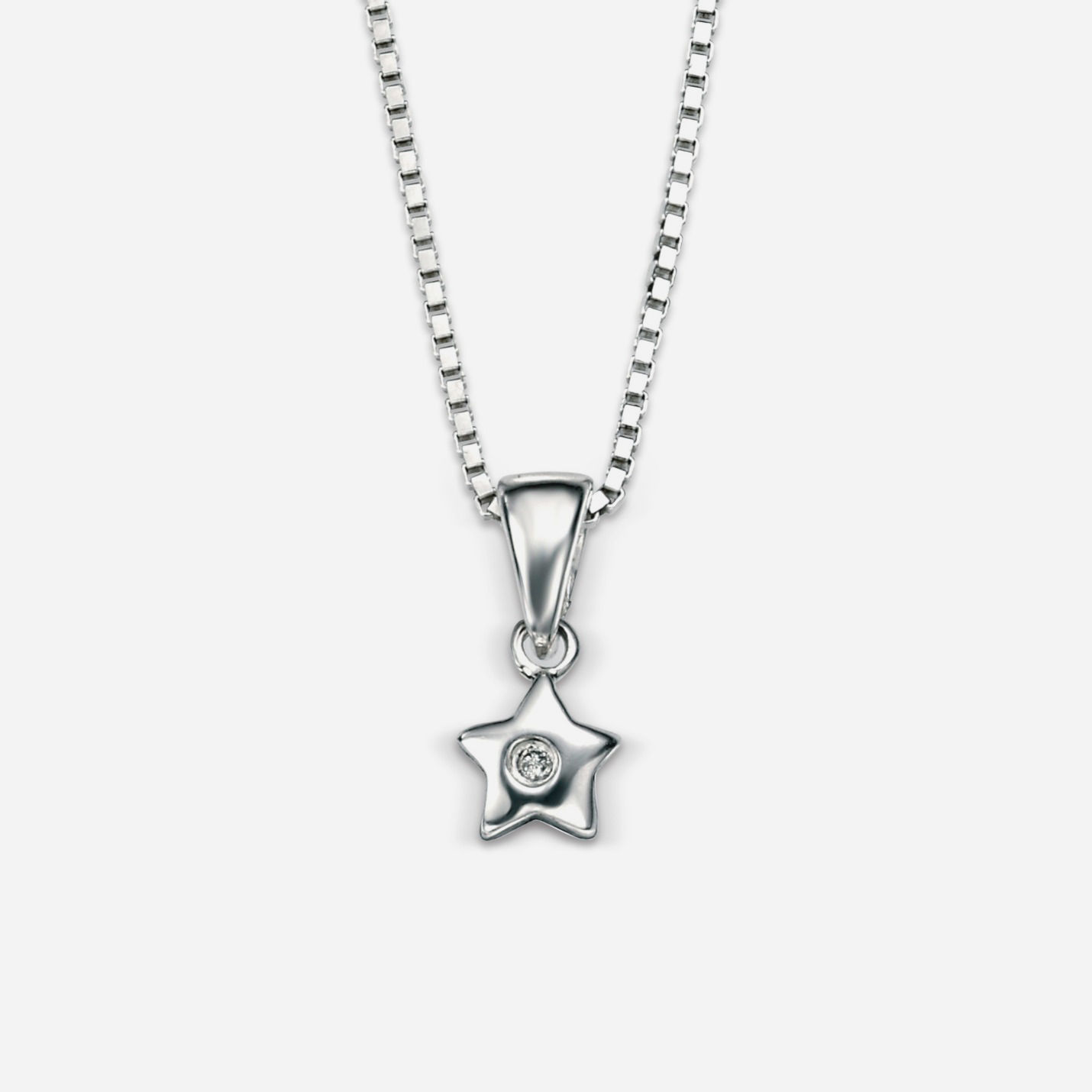 D for Diamond Sterling Silver Diamond Set Star Necklace