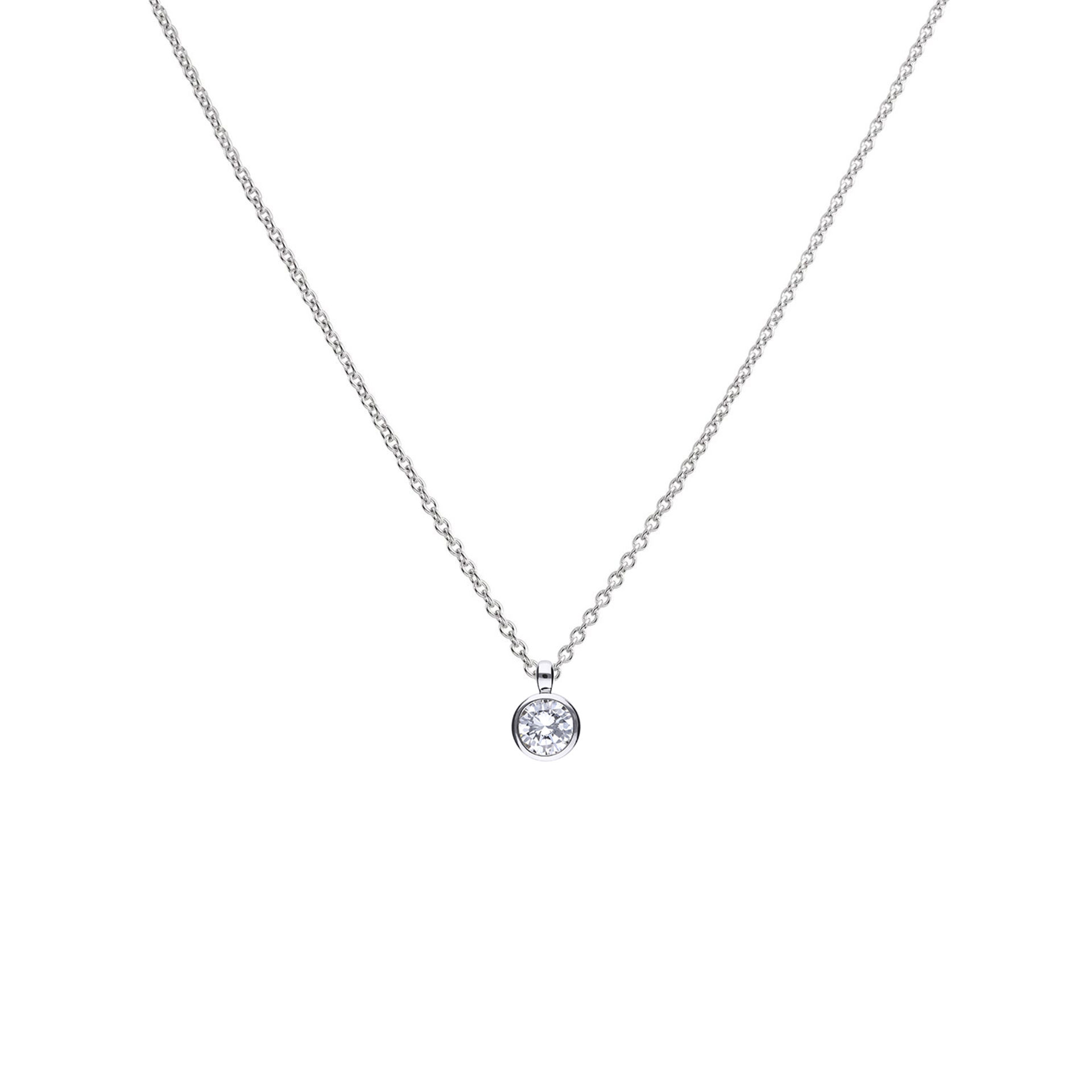 Bezel Set 2ct Zirconia Solitaire Necklace