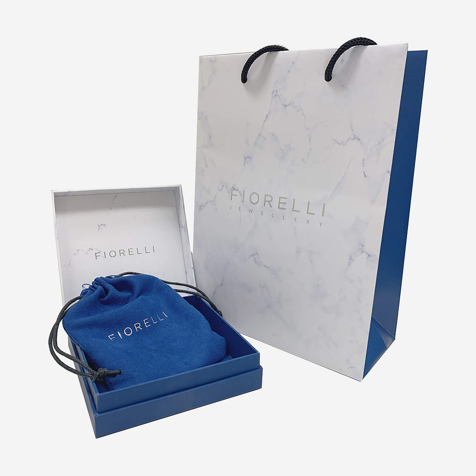 Thumbnail: Fiorelli Elongated Drop Earrings with Montana Blue Crystal and Rose Gold Plating