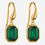 Thumbnail: Yellow Gold Plated Elongated Octagon Drop Earrings with Emerald Crystal