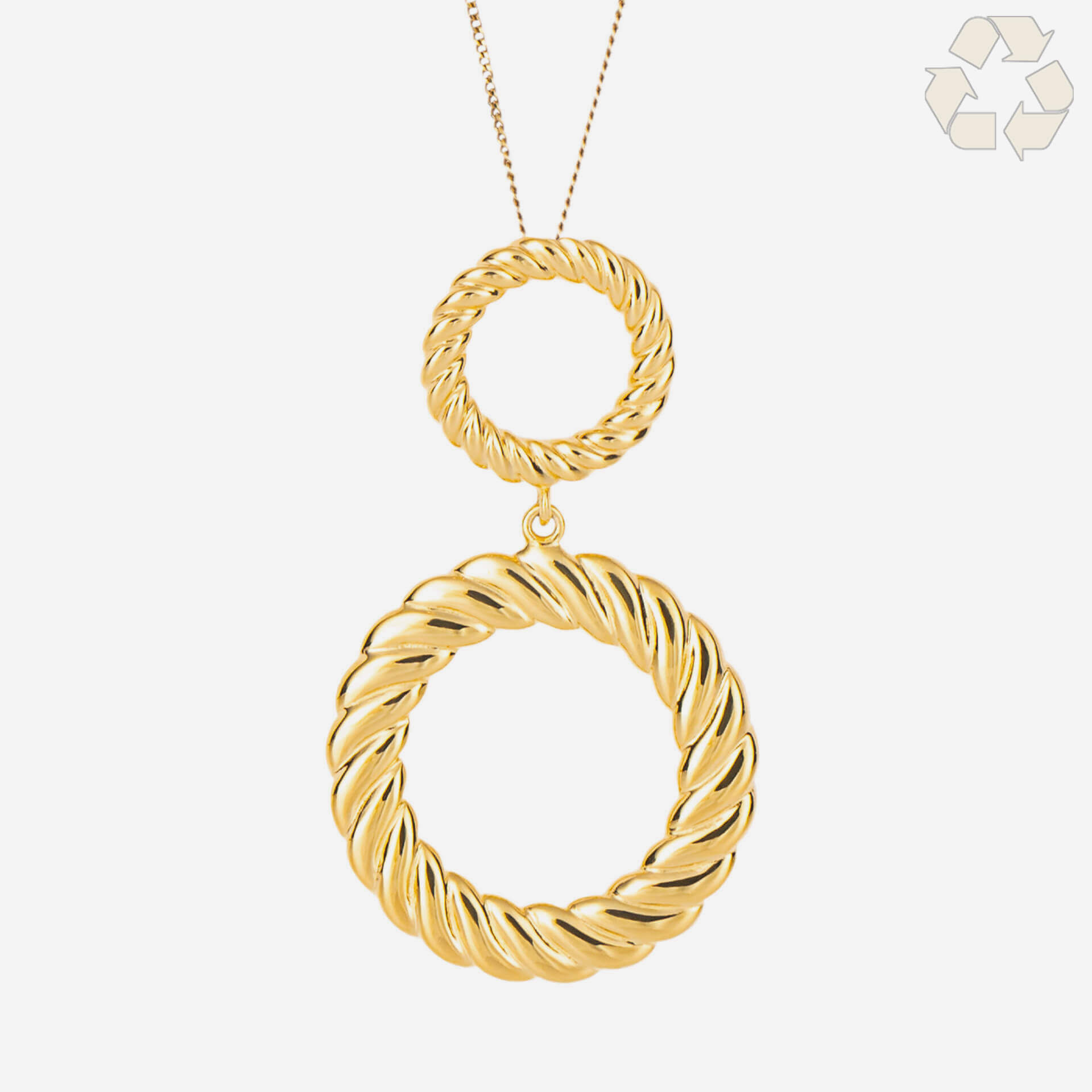 Fiorelli Rope Pattern Open Circle Double Drop Necklace with Yellow Gold Plating