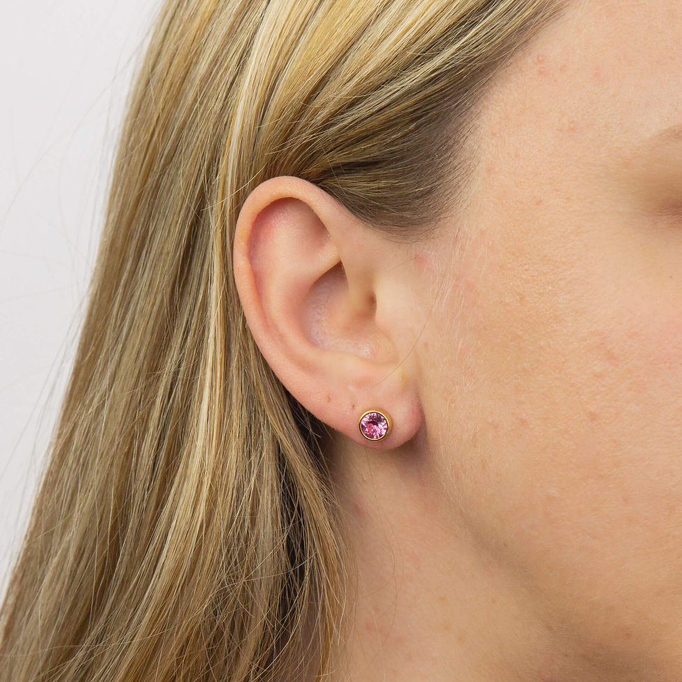 Thumbnail: Yellow Gold Plated Sterling Silver Crystal Birthstone Earrings