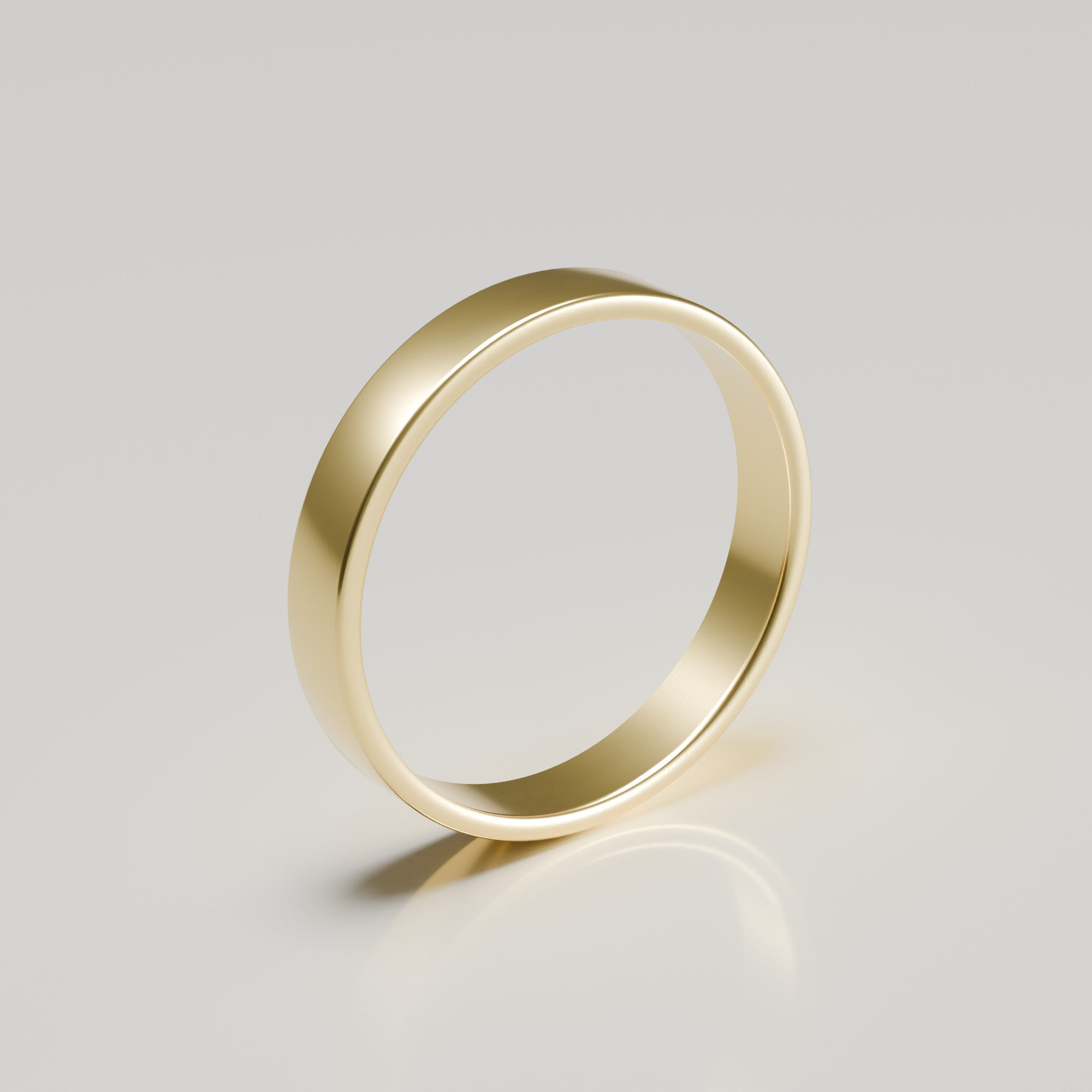 4mm 9ct yellow gold brushed flat band wedding ring hero