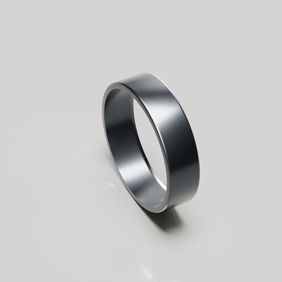 Thumbnail: 6mm tantalum brushed flat band wedding ring inside