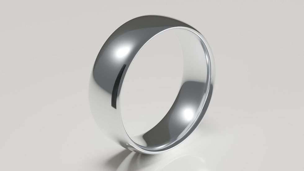 8mm 9ct white gold polished classic court wedding ring - hero view