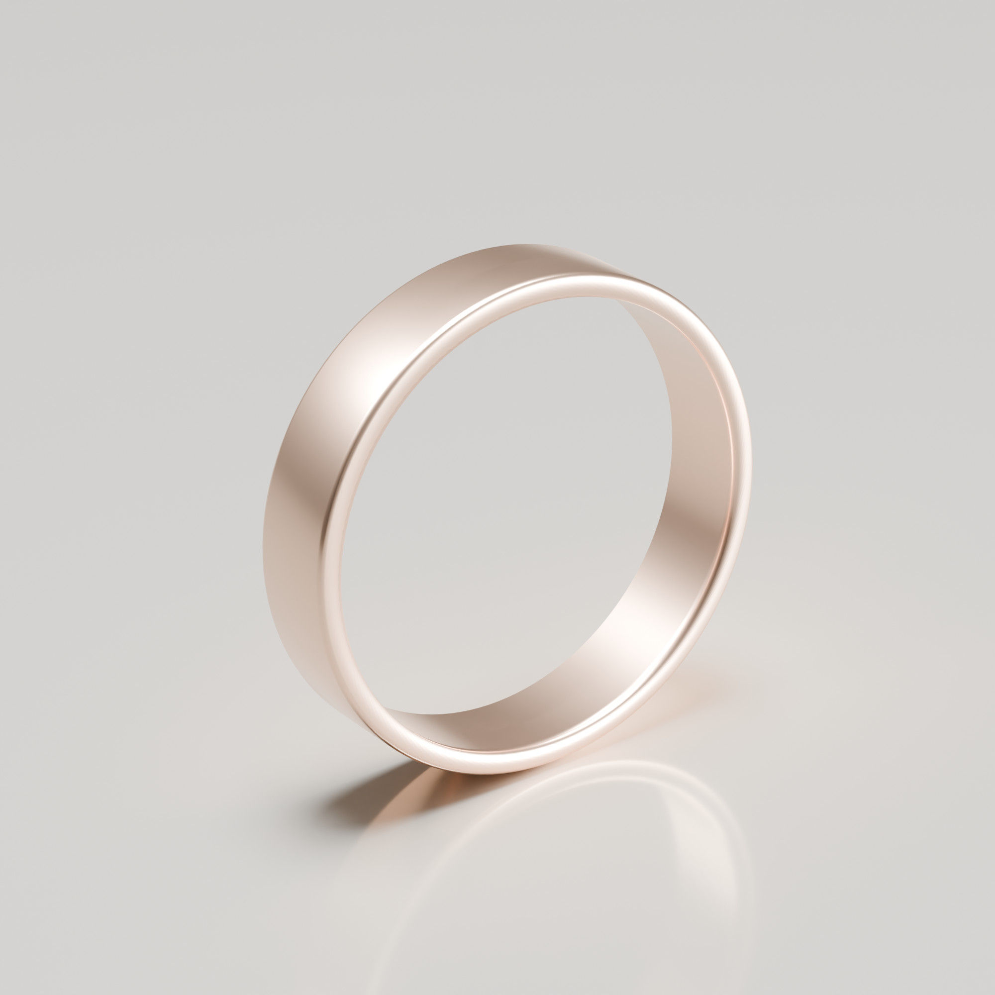 5mm 9ct rose gold brushed flat band wedding ring hero