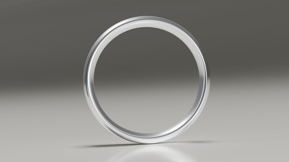 6mm 18ct white gold brushed classic court wedding ring - profile view