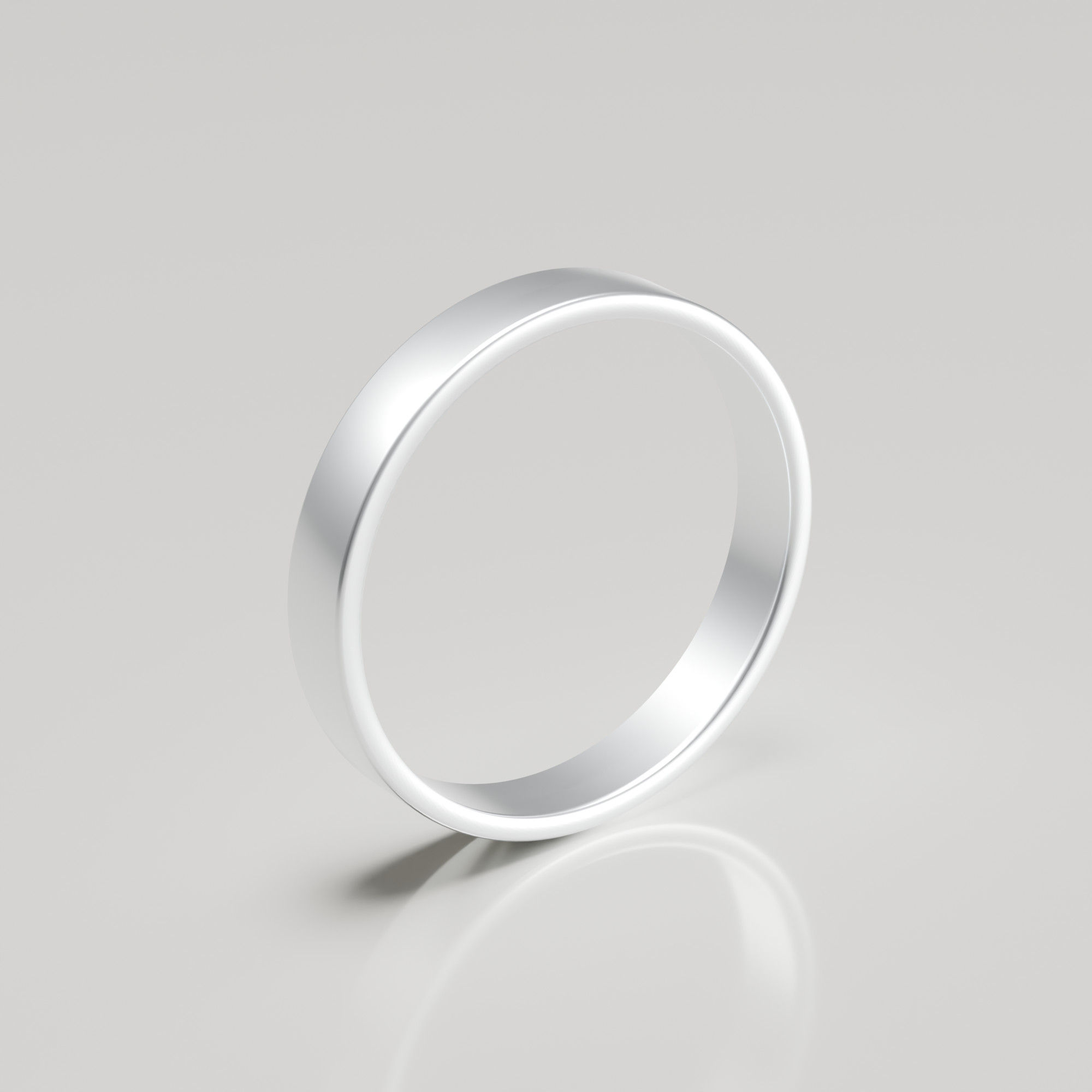 4mm 9ct white gold brushed flat band wedding ring hero