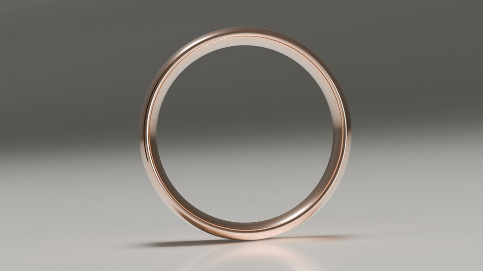 8mm 9ct rose gold polished classic court wedding ring - profile view