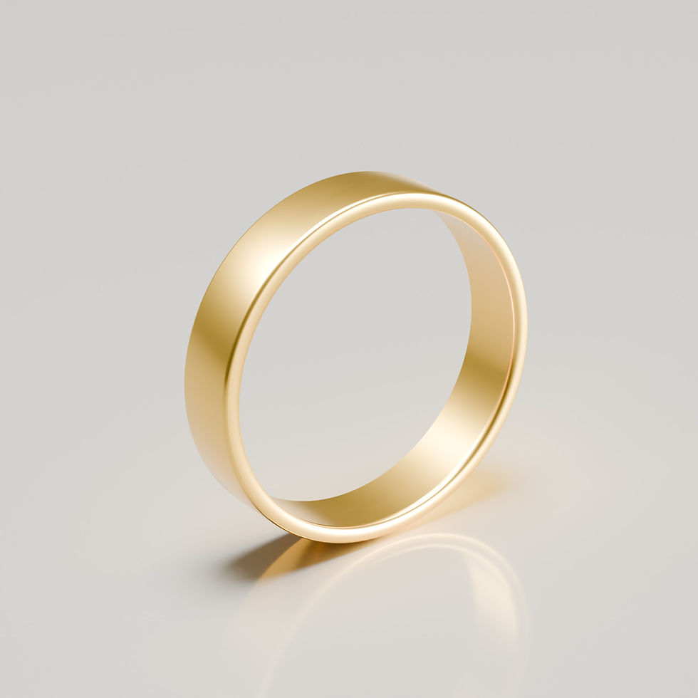 5mm 18ct yellow gold brushed flat band wedding ring hero