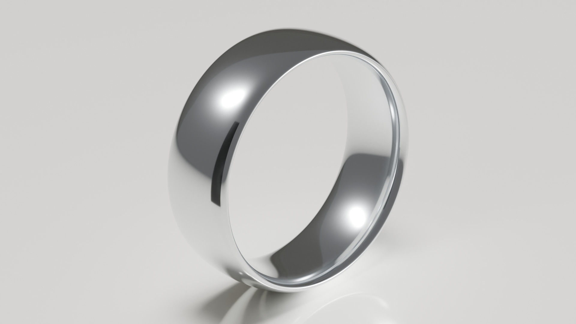 8mm 18ct white gold polished classic court wedding ring - hero view