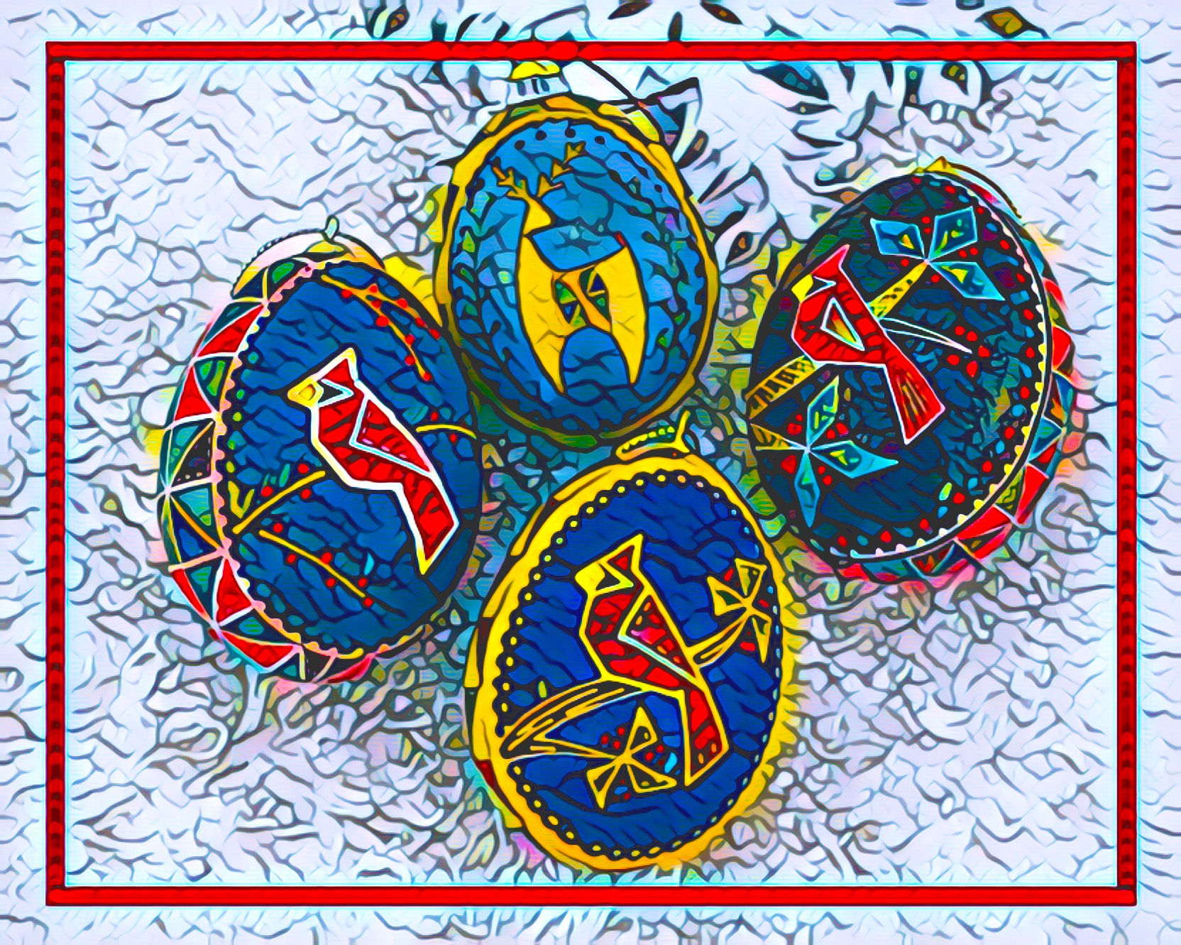 C16 - Notecard - Christmas Cardinals -  Pysanka blank card