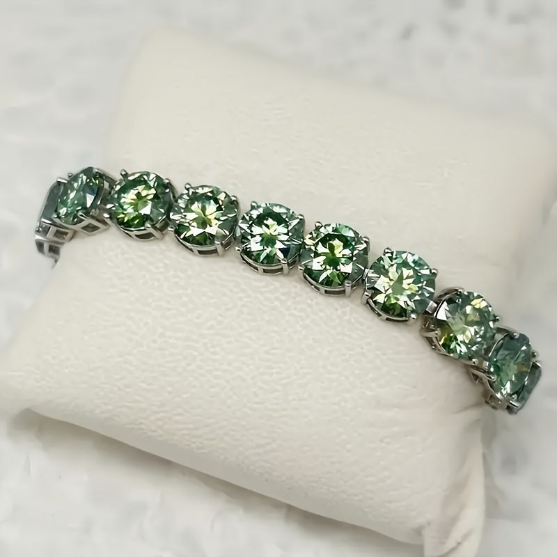 Thumbnail: 1pc S925 Silver Inlaid Single 5 Carat Moissanite Tennis Bracelet 7 Inches 80 Car