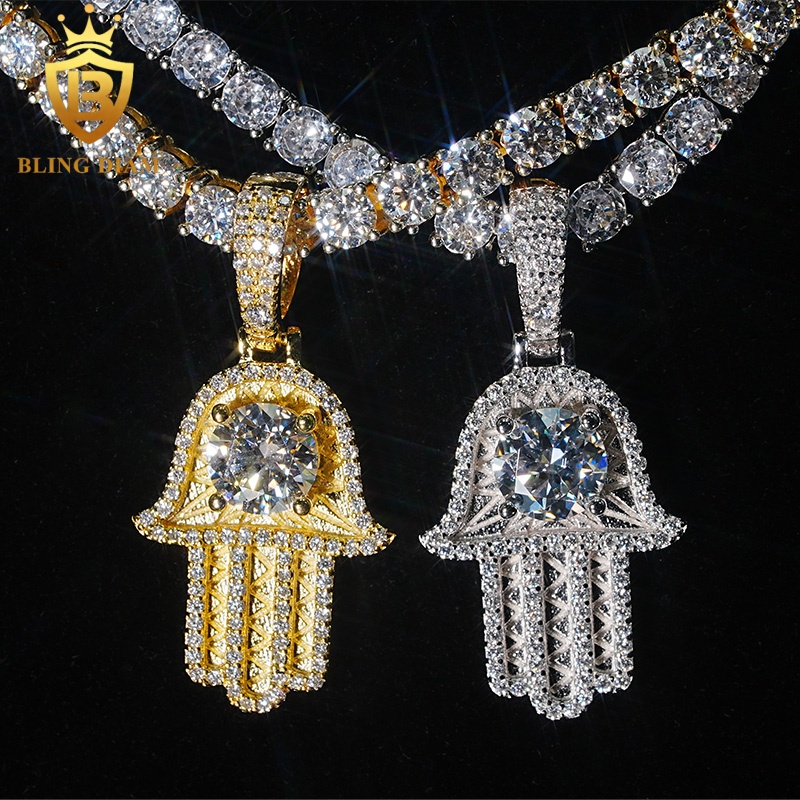 US Local Stock Hamsa Hand Small Charms Pendants Fashion Jewelry Big Diamond Roun