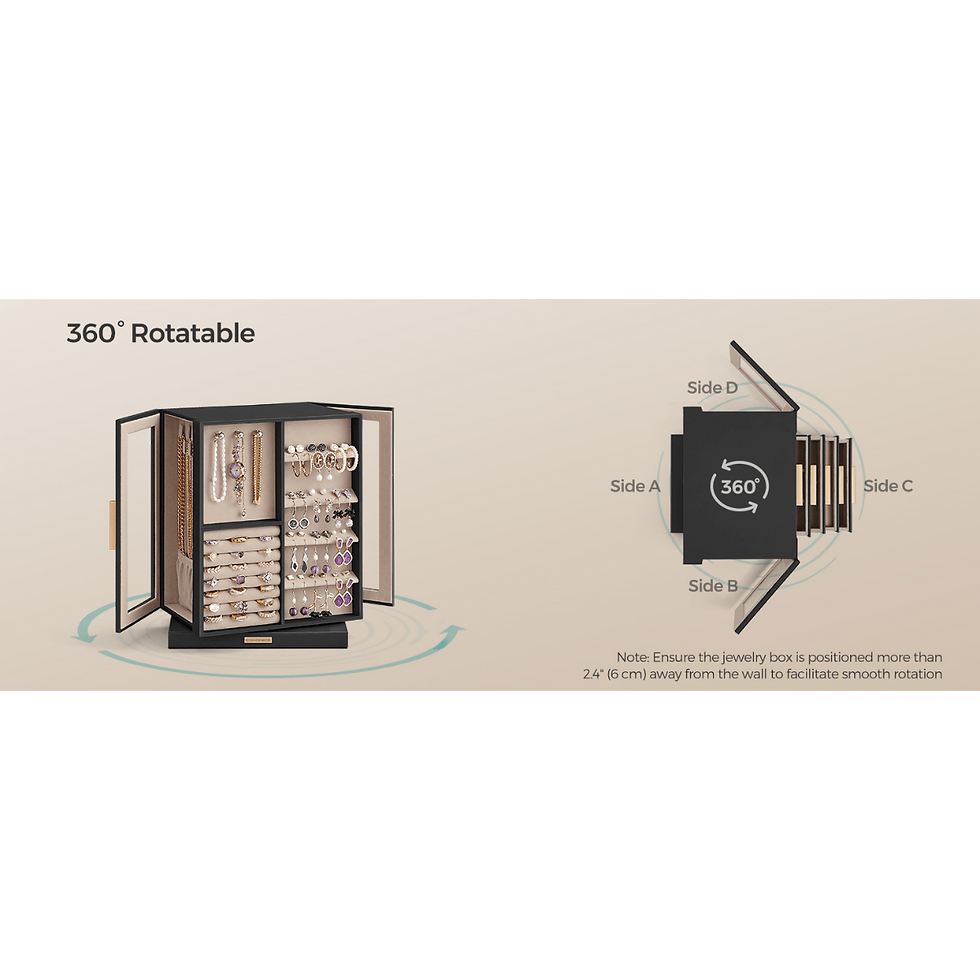 Thumbnail: SONGMICS Jewelry Box 360 Rotating, Jewelry Storage Case with 5 Drawers, Jewelry 