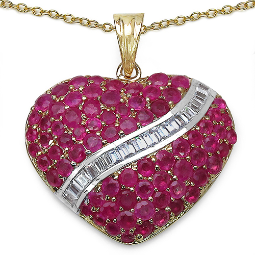 14K Yellow Gold Plated 4.67 Carat Genuine Ruby &amp; White Topaz .925