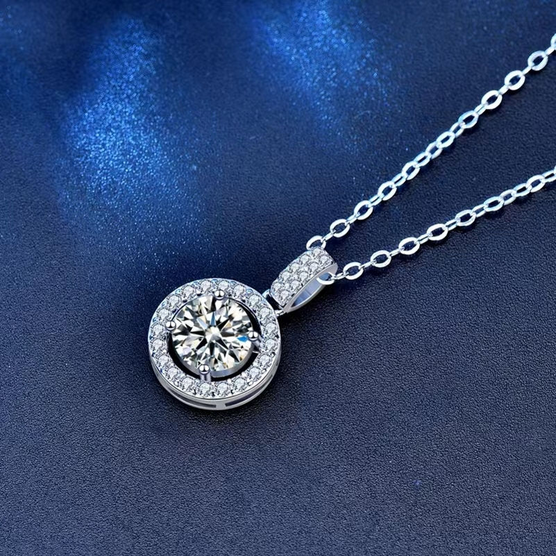 Thumbnail: High Quality S925 Sterling Silver Moissanite Diamond Necklace Women Jewelry Pend