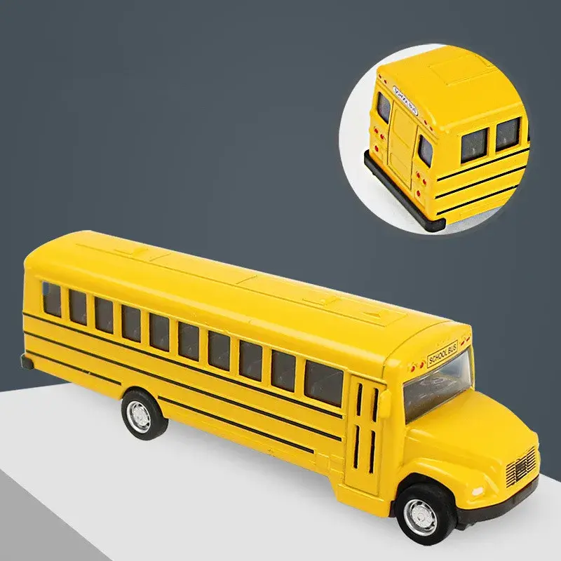 1/64 Diecast Alloy School Bus Kids Toy Car Inertia Vehicle Model Toys Pull Back 