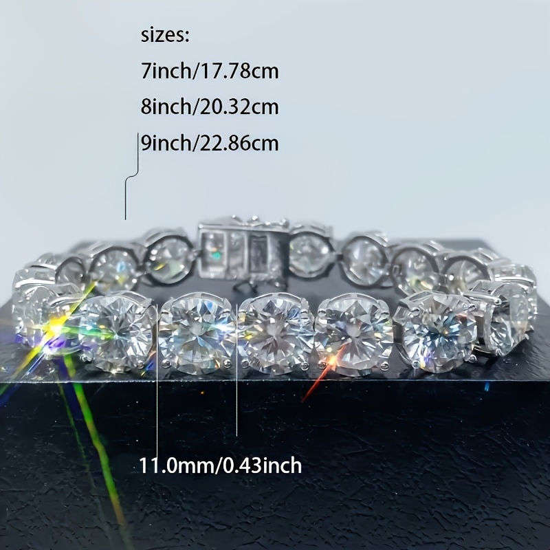 Thumbnail: 1pc S925 Silver Inlaid Single 5 Carat Moissanite Tennis Bracelet 7 Inches 80 Car