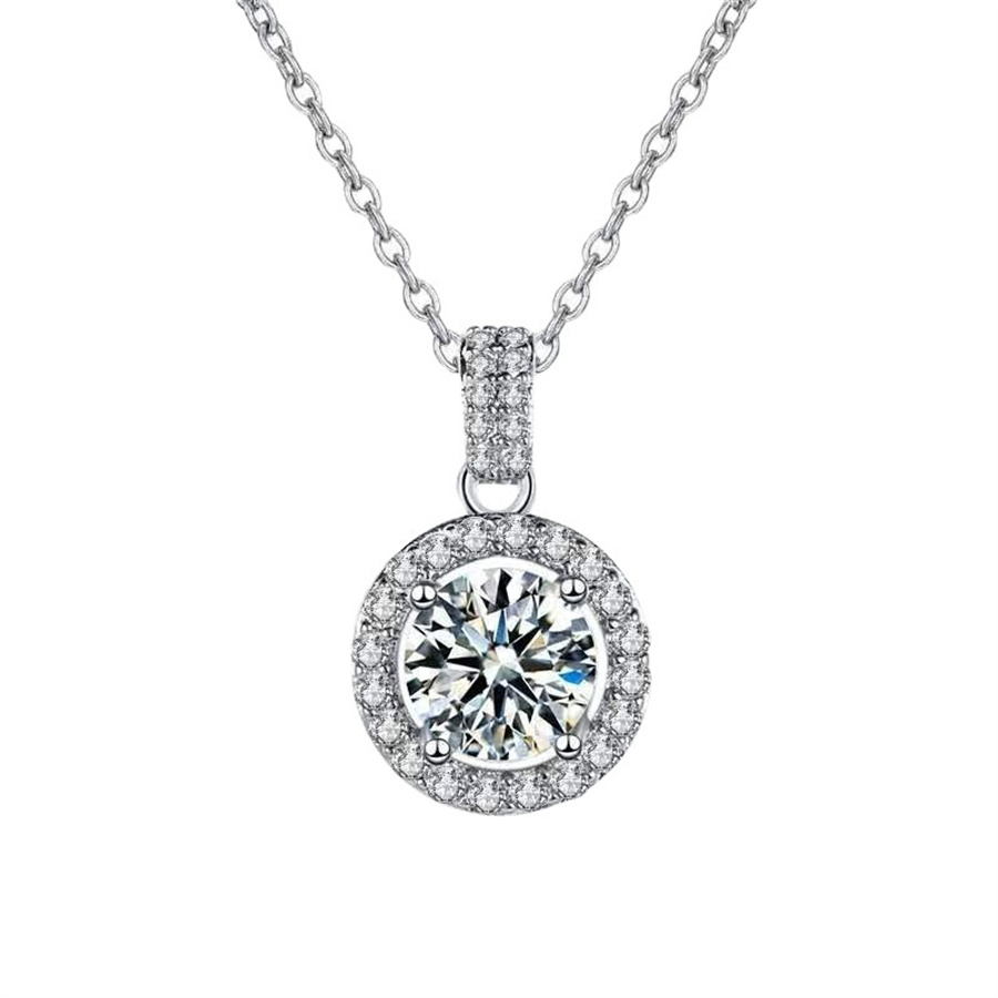 High Quality S925 Sterling Silver Moissanite Diamond Necklace Women Jewelry Pend