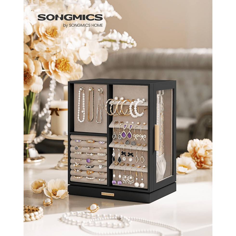 Thumbnail: SONGMICS Jewelry Box 360 Rotating, Jewelry Storage Case with 5 Drawers, Jewelry 