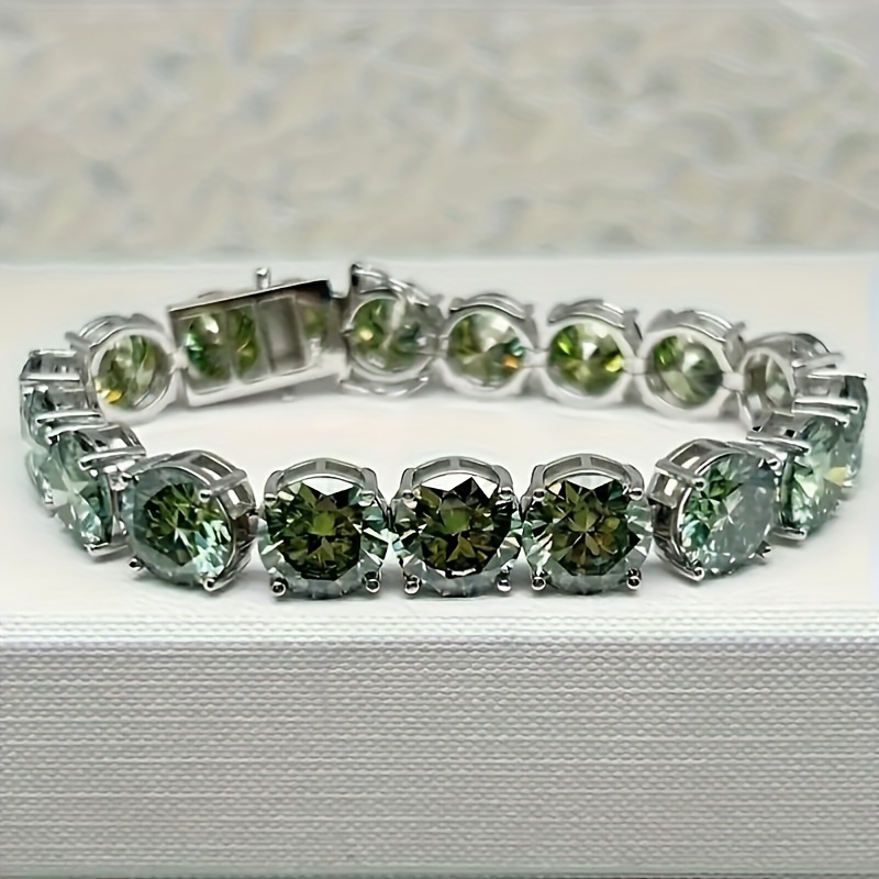 1pc S925 Silver Inlaid Single 5 Carat Moissanite Tennis Bracelet 7 Inches 80 Car