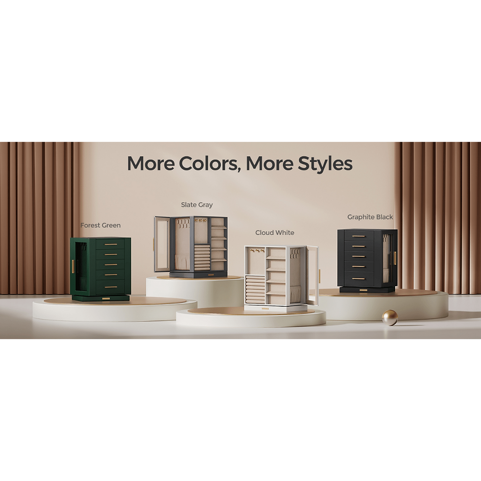 Thumbnail: SONGMICS Jewelry Box 360 Rotating, Jewelry Storage Case with 5 Drawers, Jewelry 