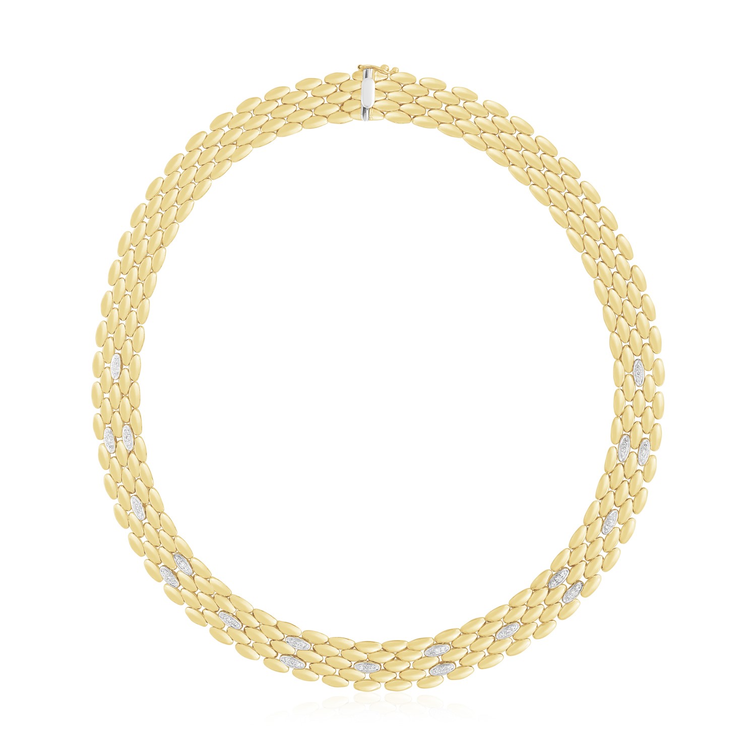 UD2 14k Two Tone Gold High Polish Diamond Panther Necklace 12mm High Quality Dia