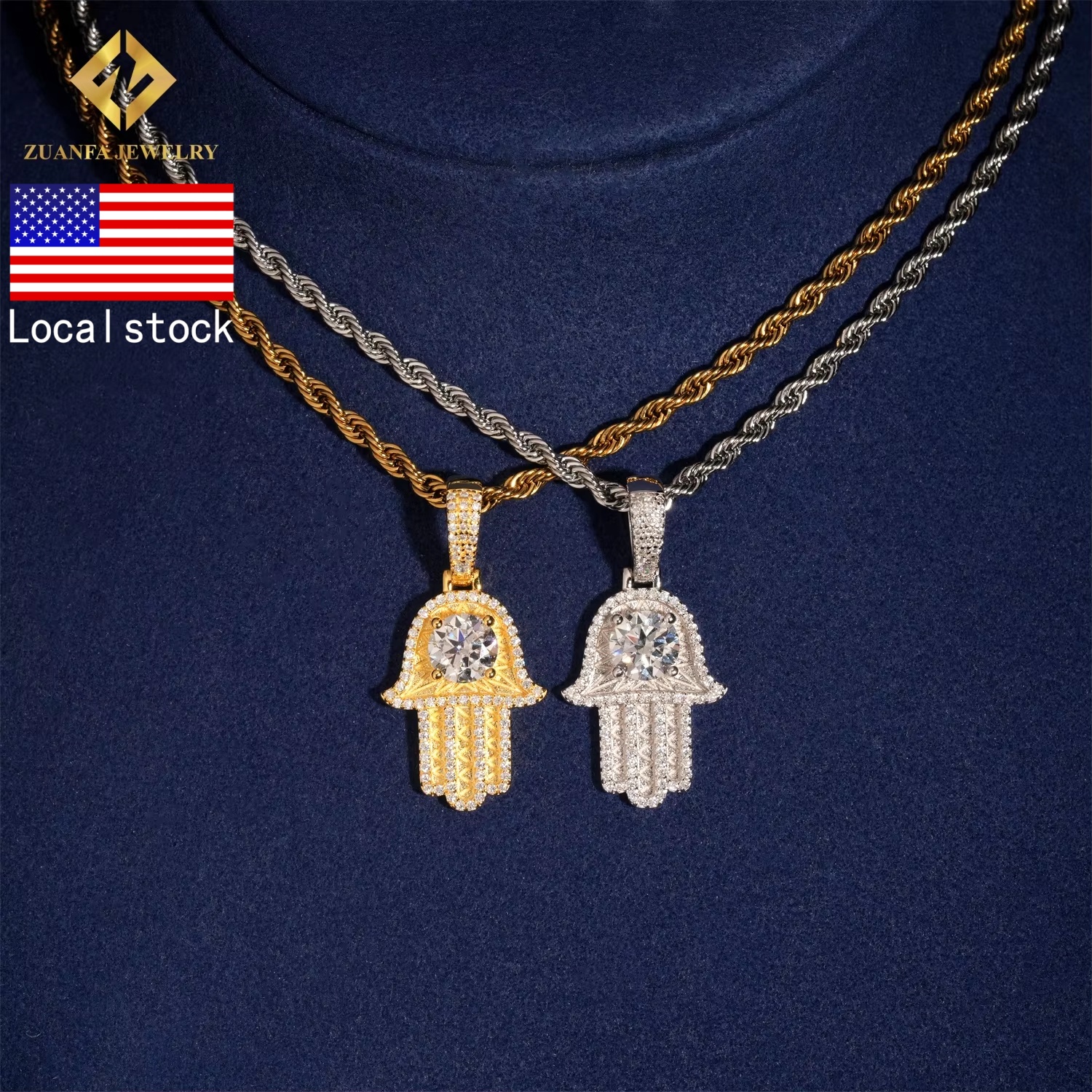 Factory Price Fine Hip Hop VVS Moissanite Jewelry Charm Pendant 925 Silver Custo