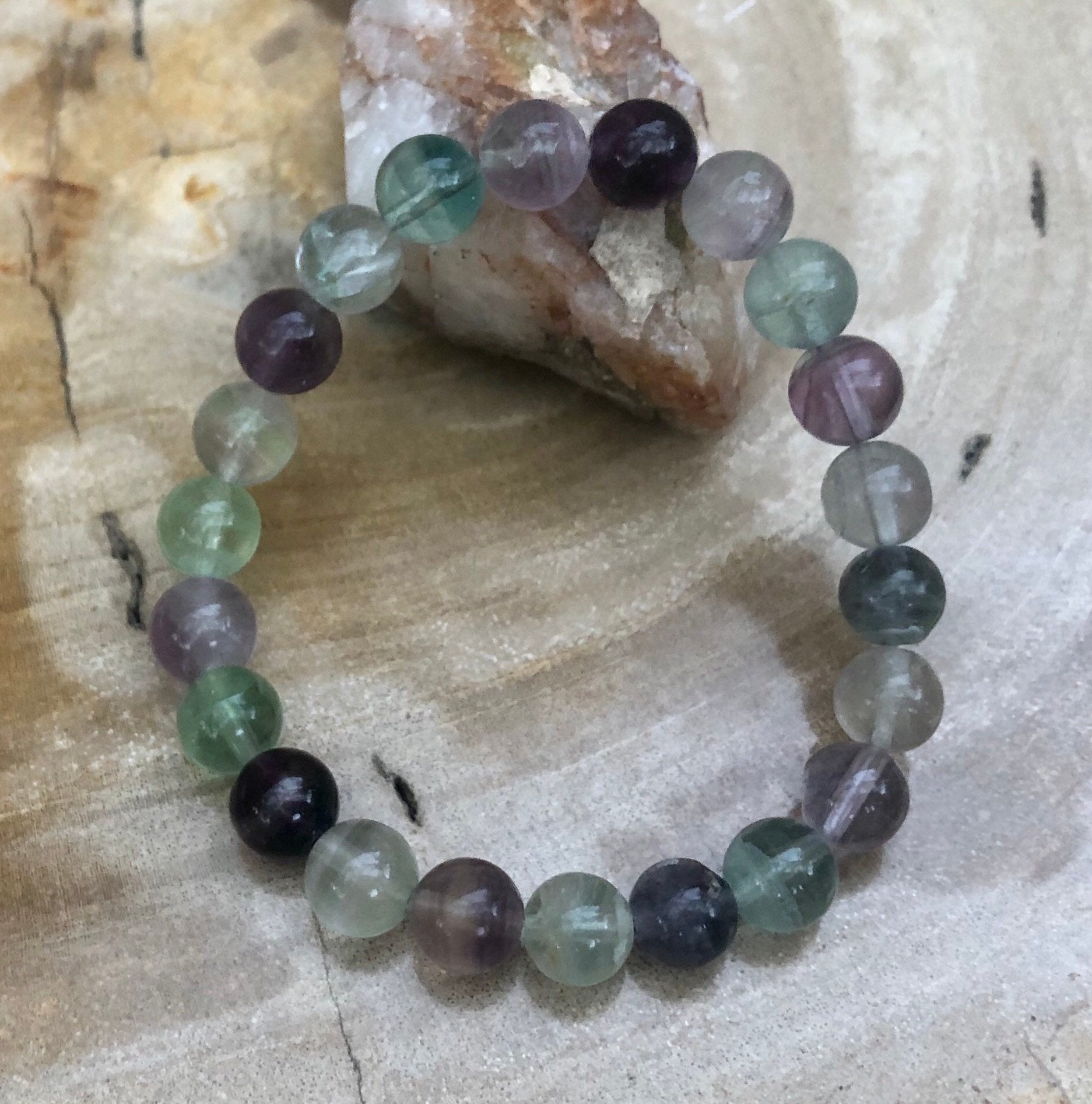 Rainbow Fluorite Stretch Bracelet! Natural &amp; Handmade Jewelry!