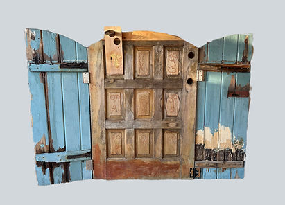 Triptych in Vivo painting on doors by artist David Deighton