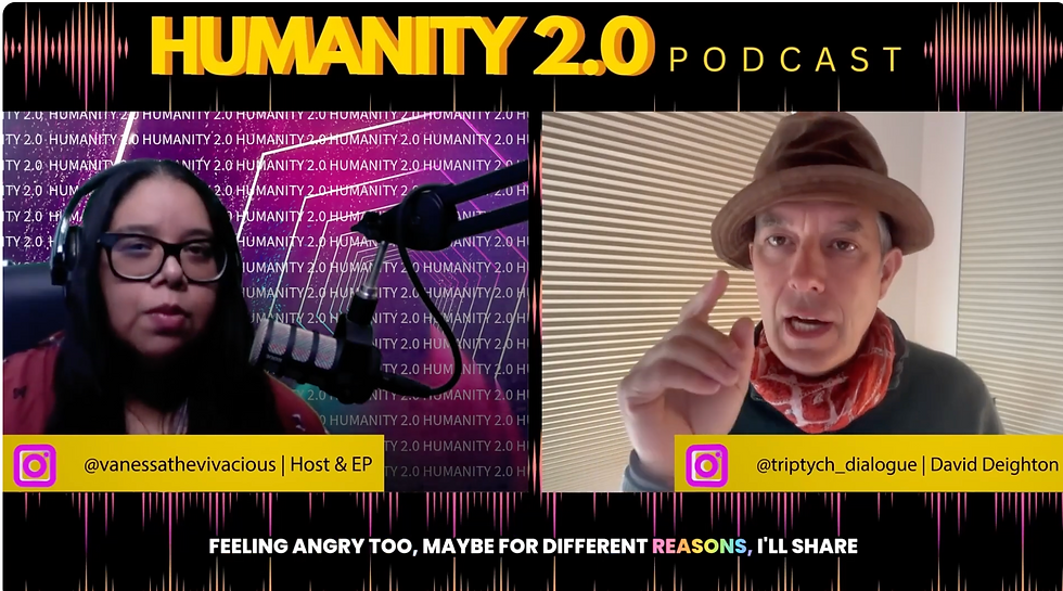 David Deighton engaging in a podcast art conversation