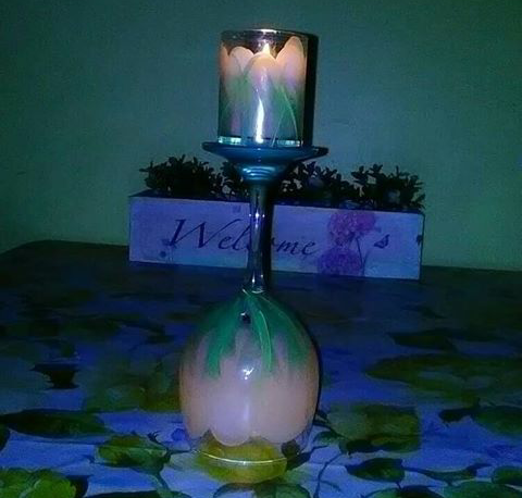 Thumbnail: Wine Glass Hand-painted candle holders