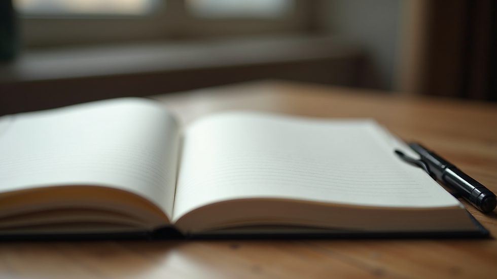 Close-up view of an open notebook with notes