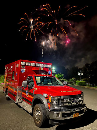 Hewlett Fire Department Ambulnace on Standby for a Fire Work Show