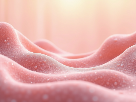 Close-up view of soft cellular structures in muted pink and beige tones