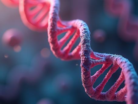 Close-up view of a DNA double helix structure