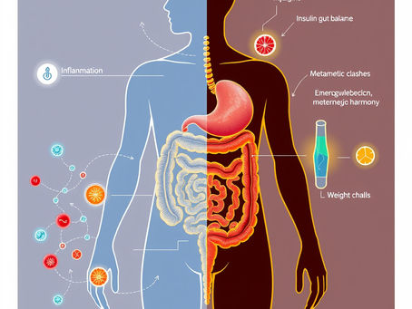 Close-up view of gut microbiome illustration in soft pink and beige tones