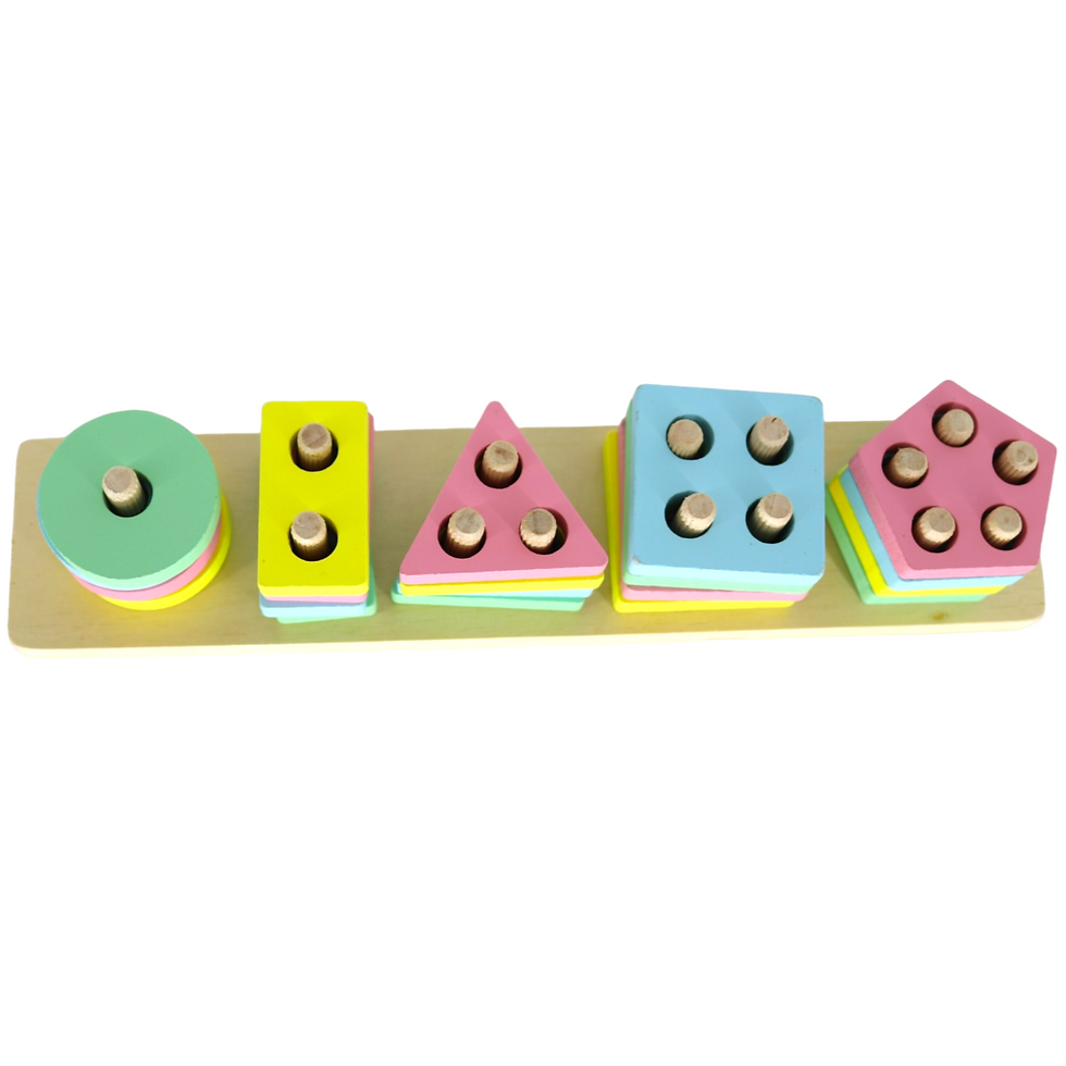 Thumbnail: Colorful Wooden Shape Stacker |5 Different Shape| Geometric Blocks Stacker |